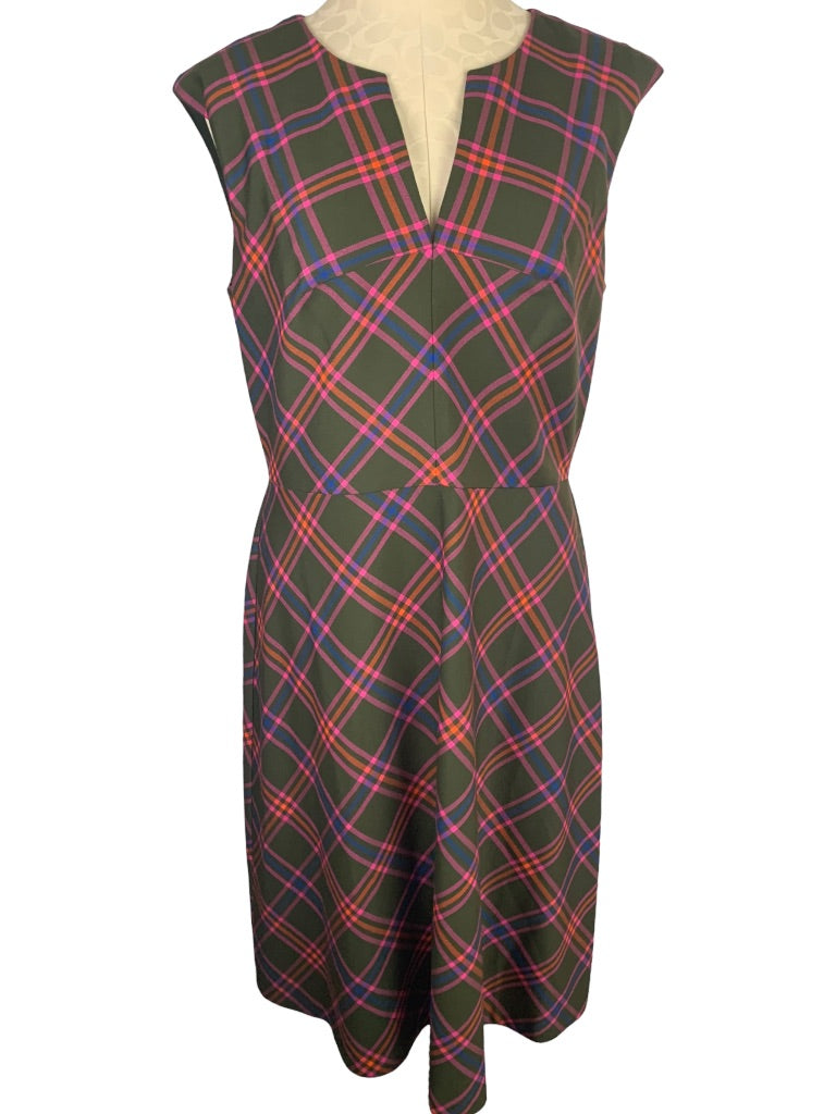 12 Trina Turk Delightful Dress A Line Plaid Dress New Retro Knee Length