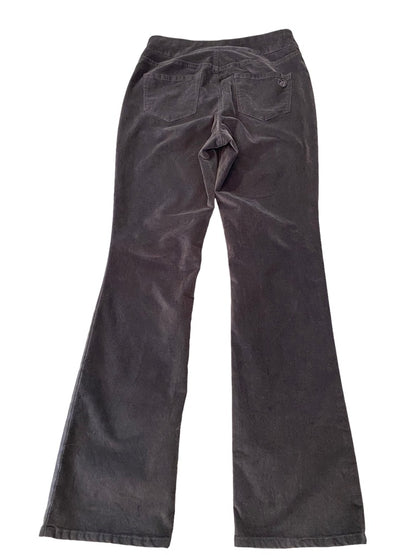 Small DG2 Diane Gilman Women's Dark Gray Stretch Velvet Pull On Pants