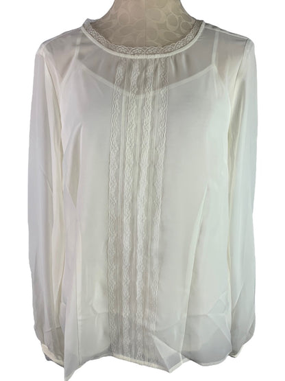 Medium Pamela Dennis Sheer Ivory Blouse and Cami Lace Trim