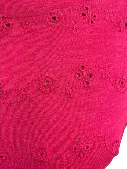 Large Sanctuary Dark Pink Women's Eyelet Box Top Shirt Magenta