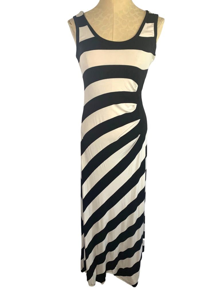 6 Calvin Klein Black White Stripe Tank Sleeveless Maxidress