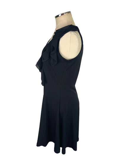 Medium Elle Black Pullover Sheath Stretch Dress Frilly Fun Sleeveless Above Knee