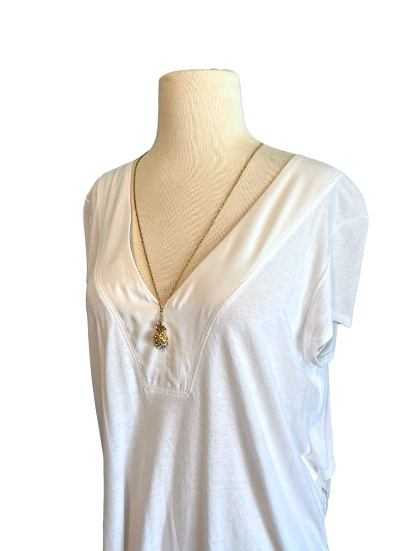, preview full size image J. Crew Pineapple Passion Gold with Amber Crystals Pendant Necklace EUC