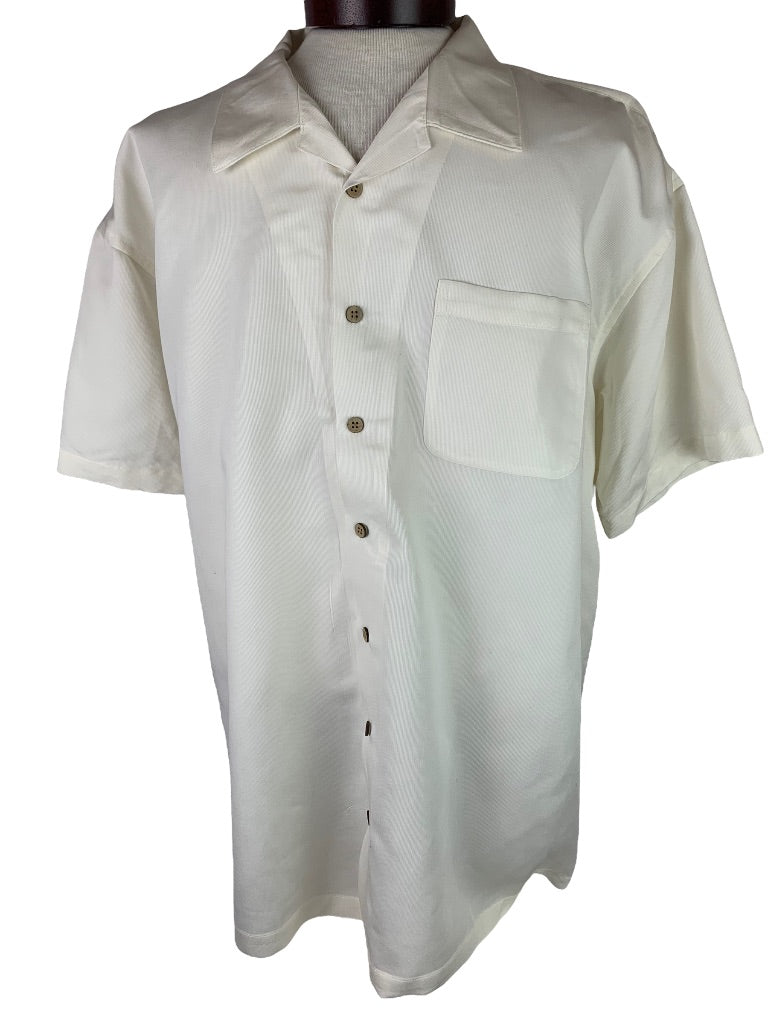 3XL Harriton Men's Short Sleeve Casual Ivory Button Up Shirt