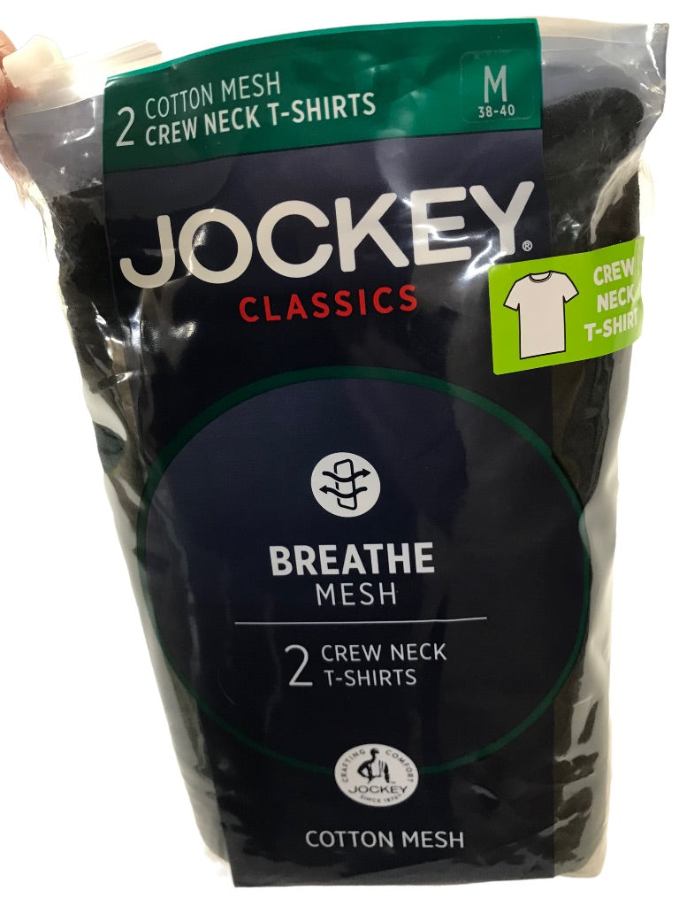 Medium Jockey Classics Men's Pack of 2 Black Crew Neck Tshirts Cotton Breathe Mesh