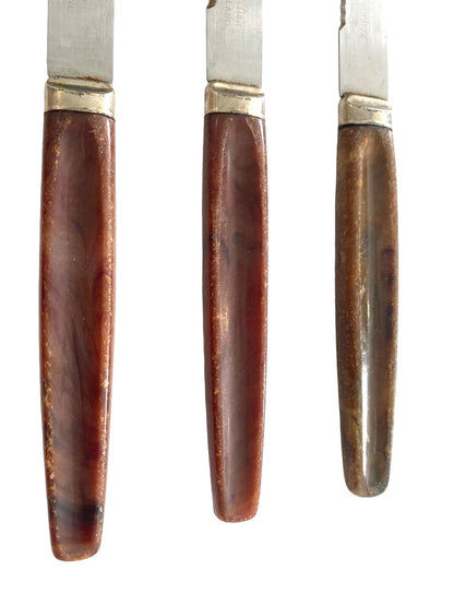Regent Steak Knife Set of 5 Bakelite Brown Handle Stainless Blade Vintage
