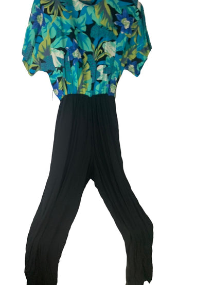 8 Studio L.A. Vintage 80s Jumpsuit Crepe Leg Floral Print Bodice