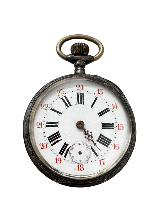 Ancre Ligne Droite Silver Pocket Watch Precision Straight Line Lever Engraved 2"