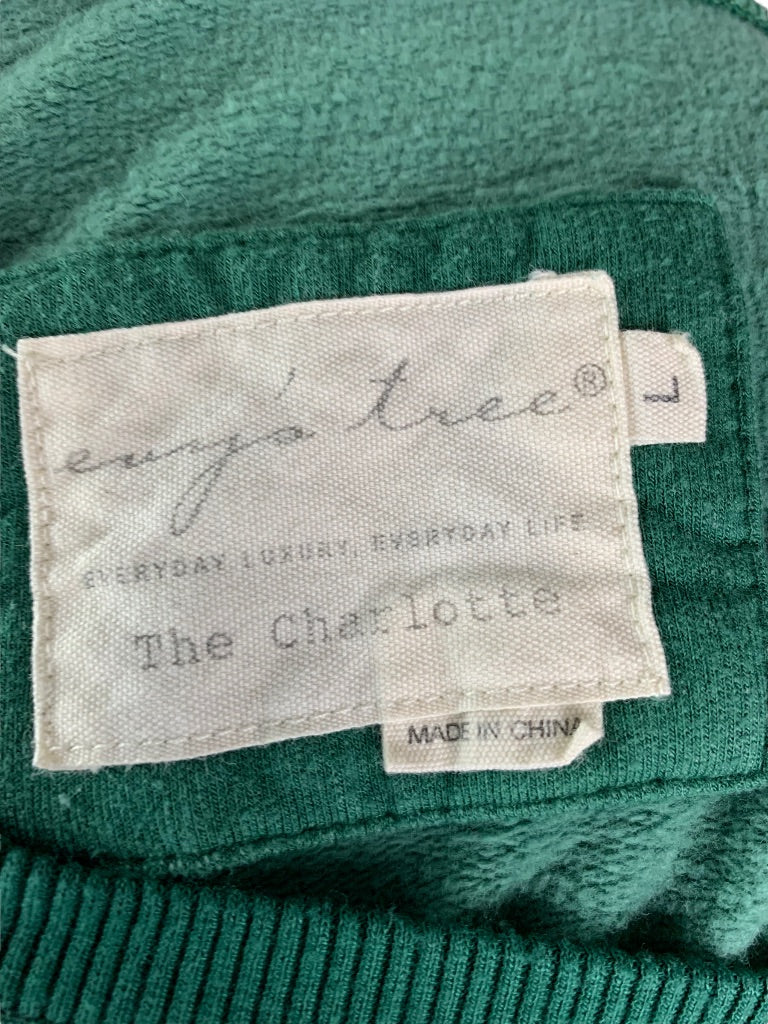 Large evy's tree Women's Green Soft Sweatshirt Flannel Trim "The Charlotte"