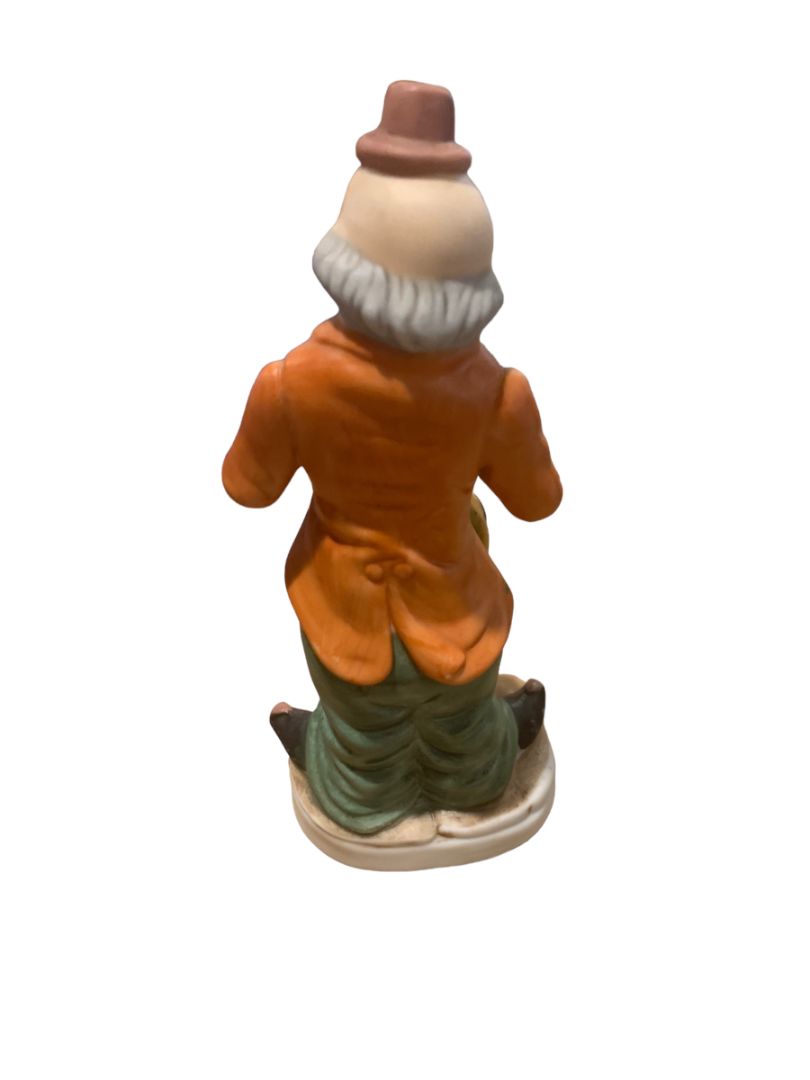 Vintage 1970s Musician Whimsical Clown Hobo Drum 6" Figurine Porcelain