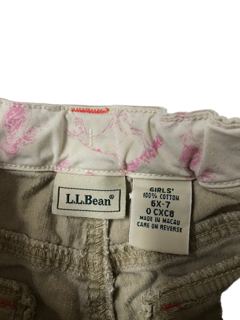 6X/7 L.L. Bean Girls Adjutable Waist Tan Corduroy Pants