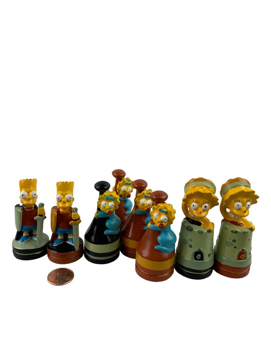 Lot of 8 Assorted The Simpsons 2002 Chess Pieces Bart Maggie Lisa 3"