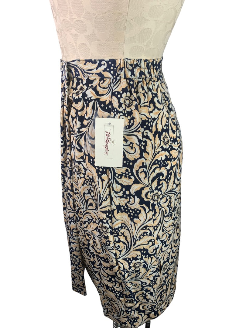 6 Worthington Yellow Navy Blue Skirt Knee Length Skirt New