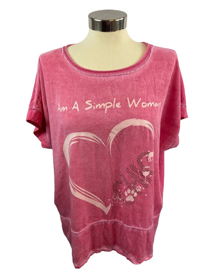 One Size New Collection Women's Tshirt Made in Italy Pink Chic