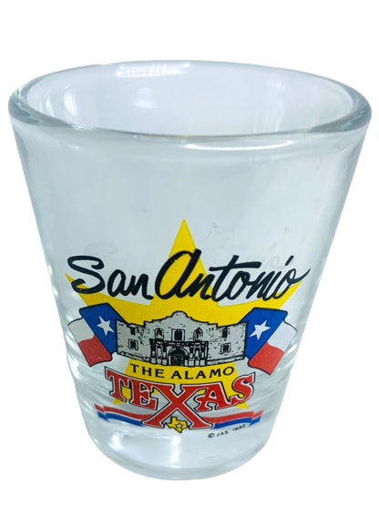 San Antonio Texas Souvenir Shot Glass Clear with Logo The Alamo Barware