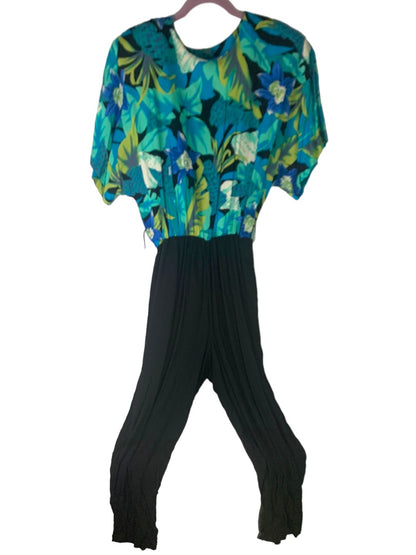 8 Studio L.A. Vintage 80s Jumpsuit Crepe Leg Floral Print Bodice