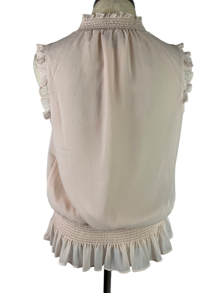 6T J.Crew Tall Blush Pink Mockneck Crinkle Chiffon Blouse Style#L5352