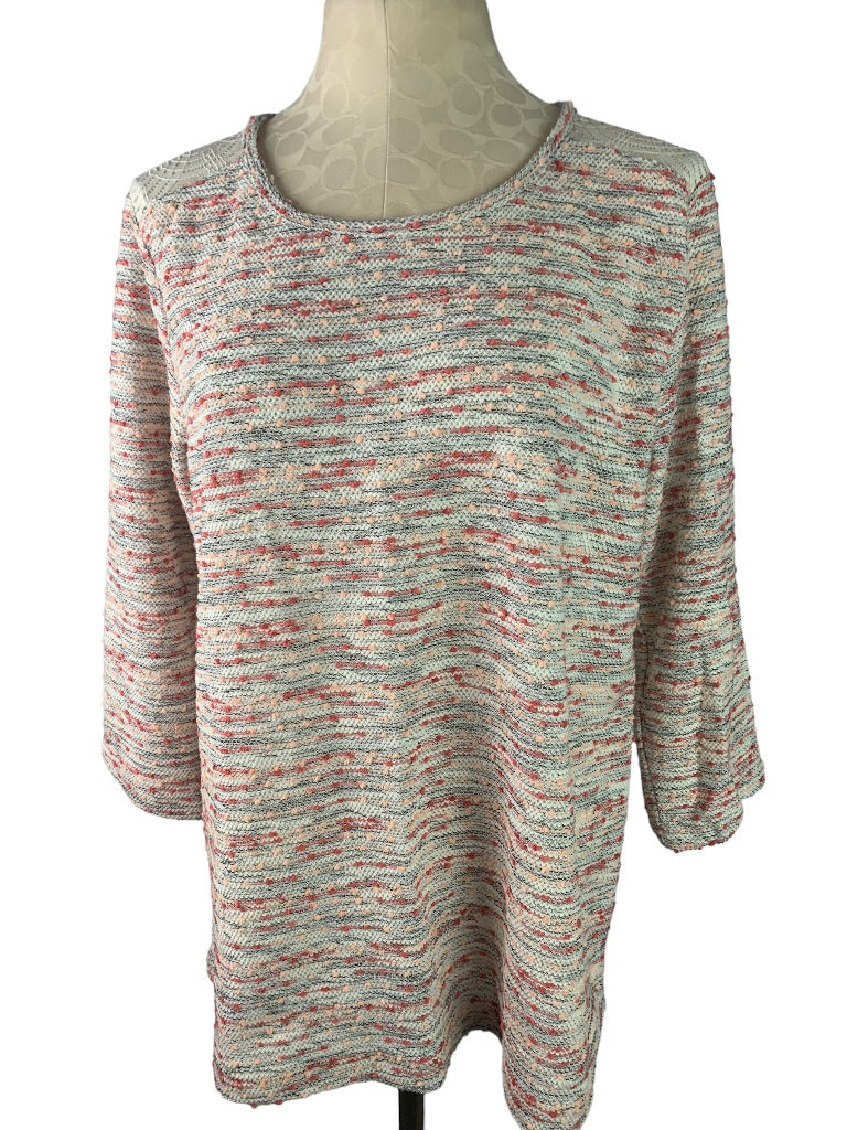 Large Van Heusen Women's 3/4 Sleeve Lace Detail Sweater New