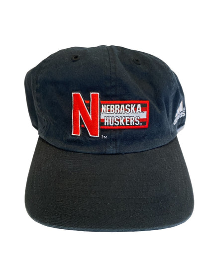 NWT Adidas Nebraska Huskers Black Adjustable Ball Cap Hat