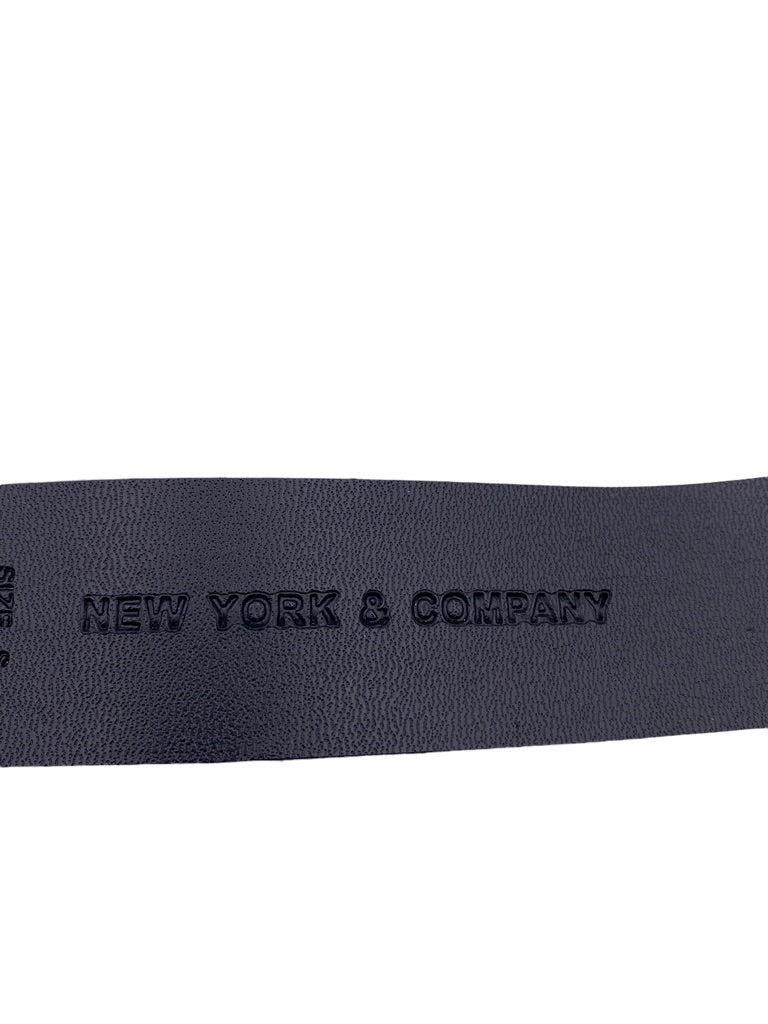 Small New York & Co Women's Faux Leather Silvertone Embellished Buckle Black 1.5" Width