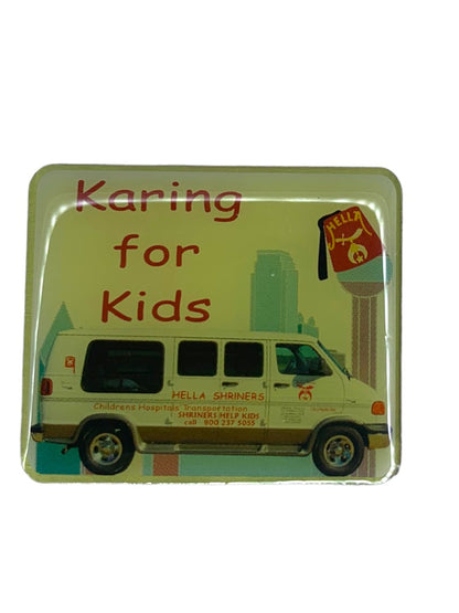 Vintage Lapel Pin "Karing for Kids" 1" Resin "Hella Shriners"