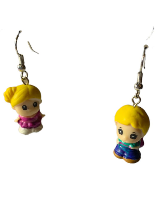Plastic Doll 1.5" Drop Hook Pierced Earrings Squinkies Boy Girl
