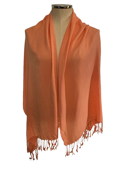 Peach Shawl Soft Viscose Fringed 24" x 68"