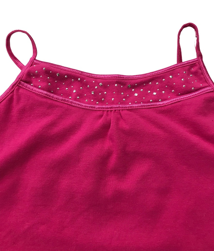 10/12 Place Girls Hot Pink Studded Neckline Camisole Built in Bralette