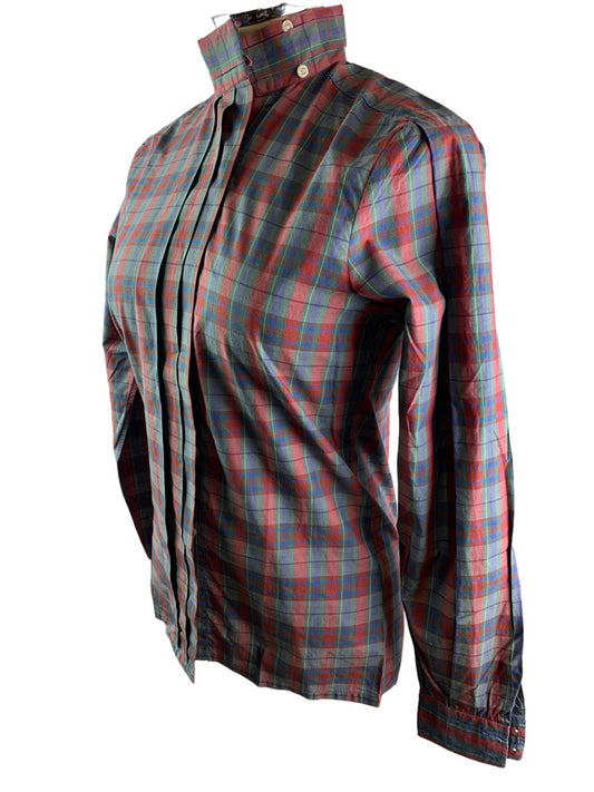 4 Retford Women's Button Up Blouse Jewel Tone Plaid Made in USA