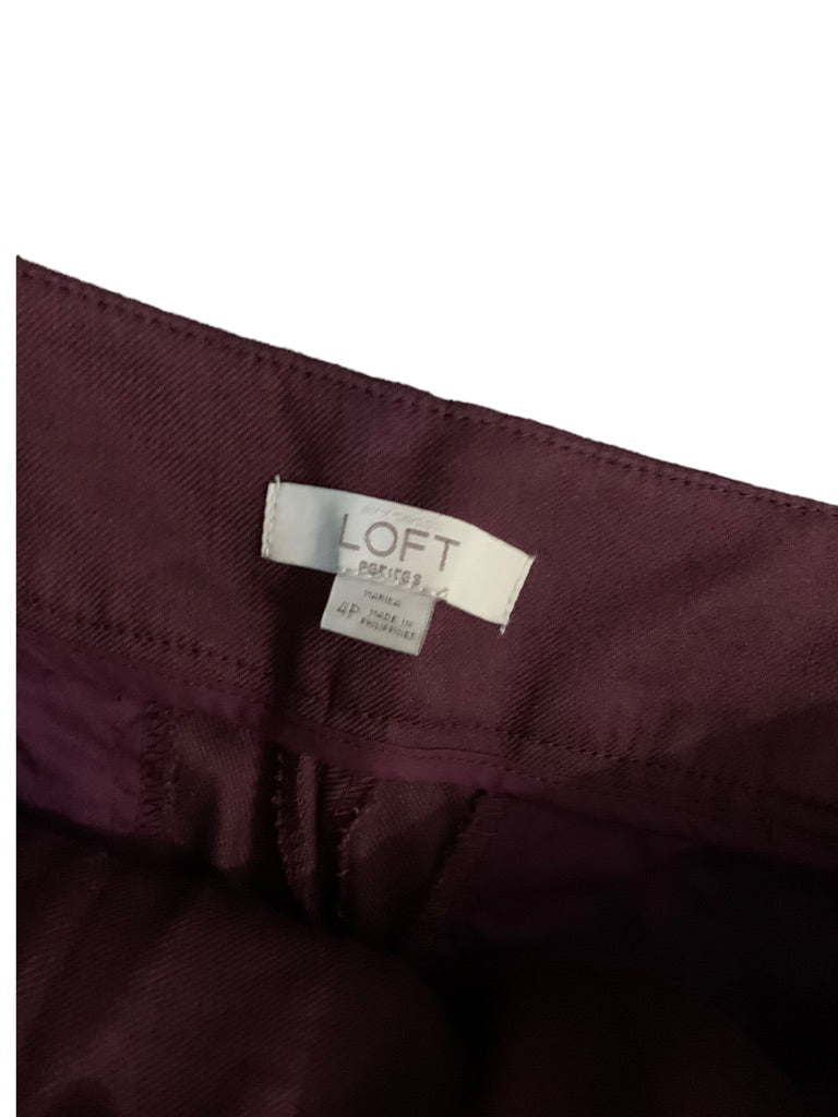 4P LOFT Petites Women's Merlot "Marisa" Crop Pants Linen Blend