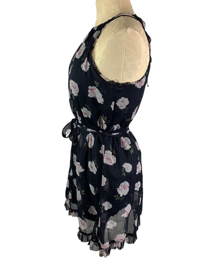 Small Abercrombie & Fitch Navy Blue Floral Print Sundress Junior Women's