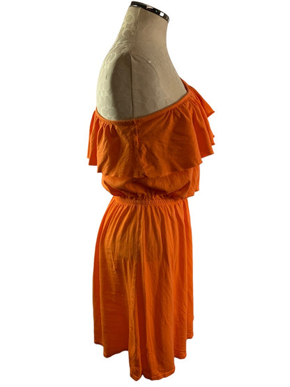 One Size Michael Stars Orange One Shoulder Orange Jersey Knit Dress