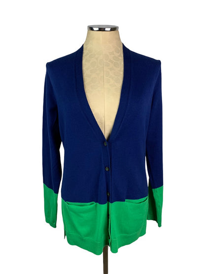 Medium Lands' End Canvas Women's Blue Green V-Neck Cardigan