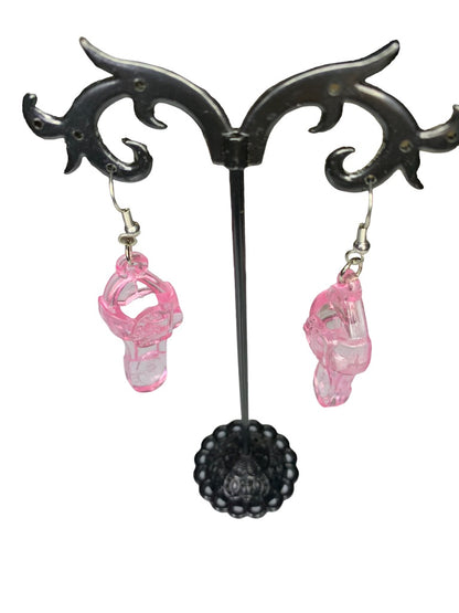 Pink Clear Acrylic Sandal Earrings 2.5" Drop Dangle Hook Pierced