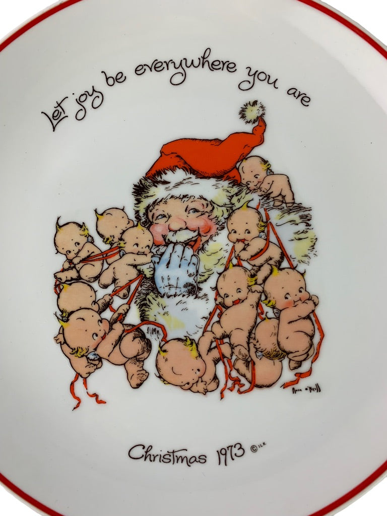 Kewpie 1973 Christmas Decorative Plate Santa 10.5"