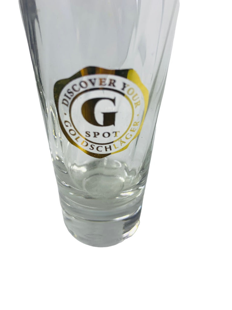 Goldschlager Shooter Shot Glass "Discover your G Spot" 4"h Gold Lettering