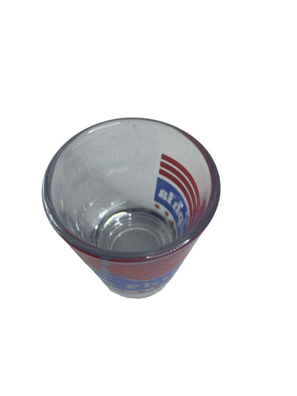 Philadelphia Souvenir Shot Glass Clear Red Blue Liberty Bell 1.5 oz