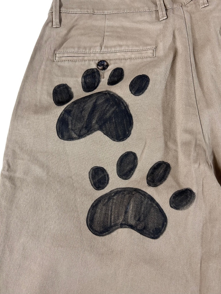 32 x 30 Goodfellow & Co Men's Khaki Pants with Paw Prints on Back