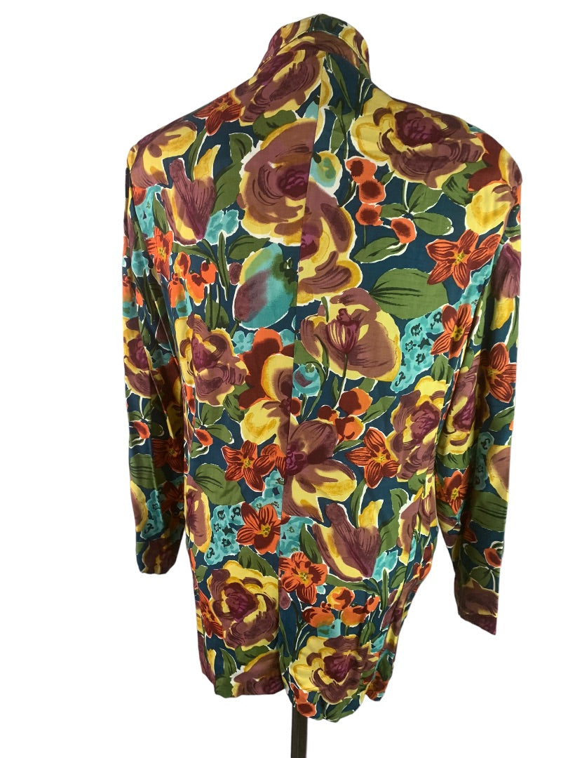 Medium Rampage Women's Vintage 80s Single Button Blazer Jacket Floral