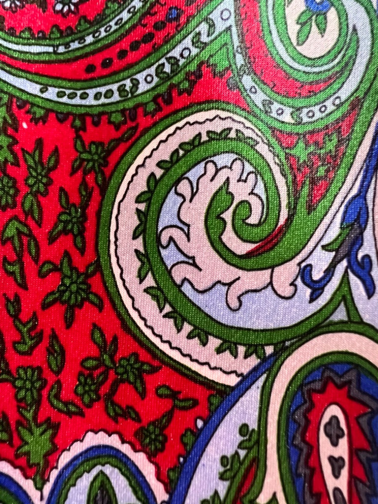 Renoir Men's Tie Red Green Blue Paisley Chrust as Holiday