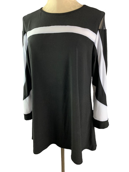 XL Sea & Anchor Women's Black White Color Block Pullover Shirt Bell Sleeve