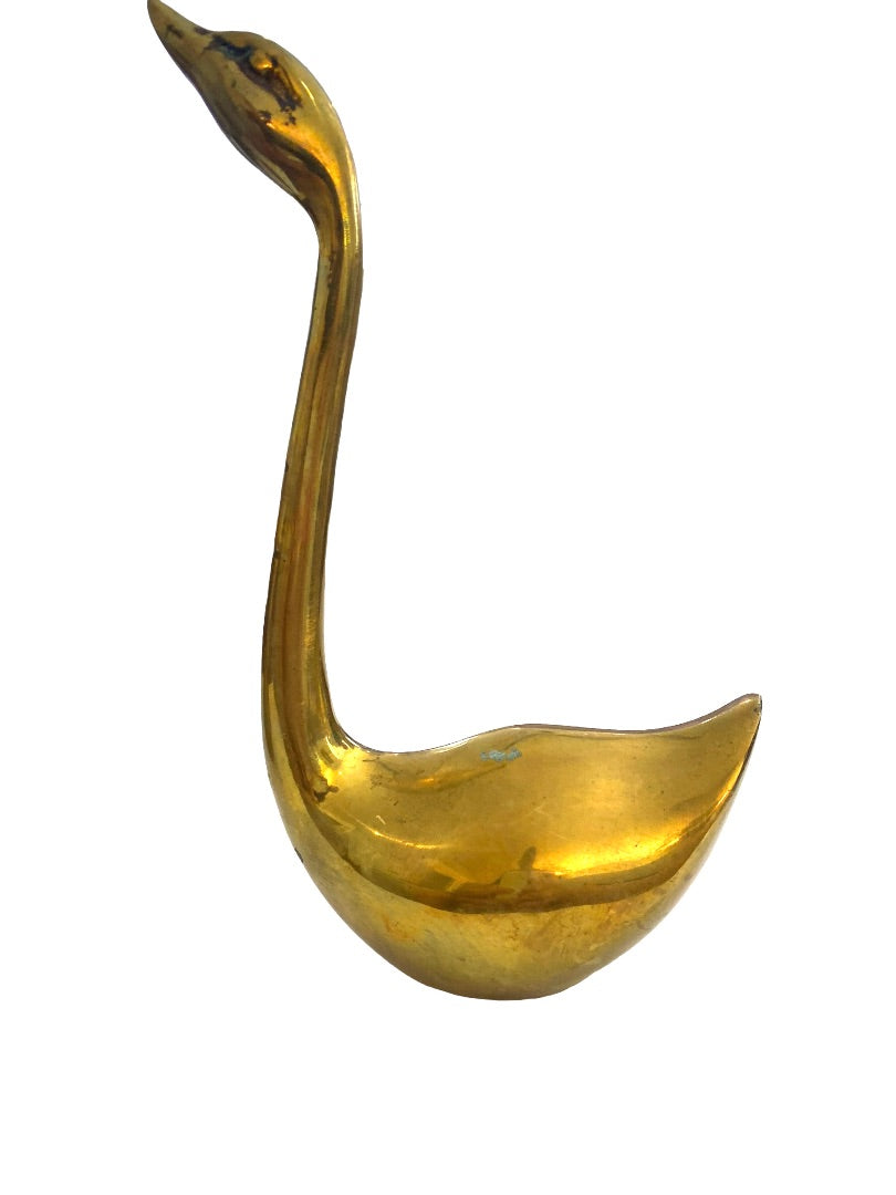 Vintage Brass Swan Statues Figures Set of Two