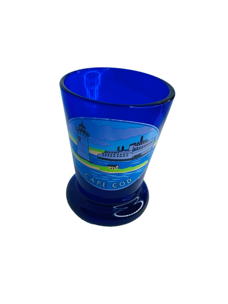 Blue Shot Glass Souvenir Cape Cod Barware Lighthouse Ocean