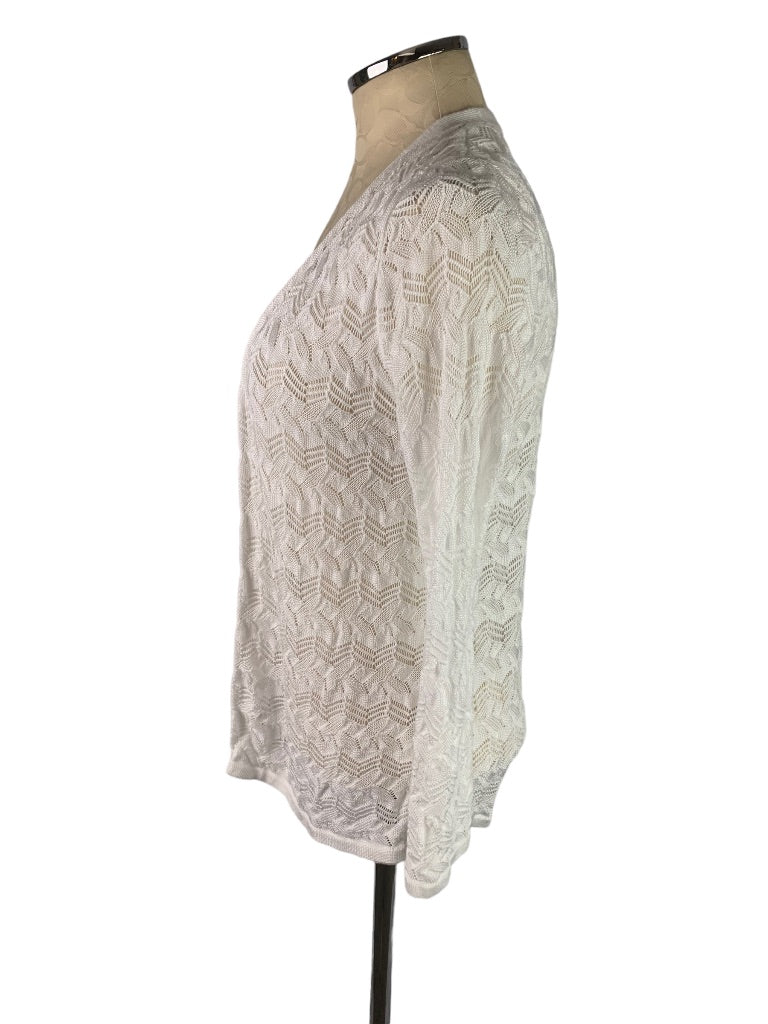 XS JM Collection Women's White Loose Knit Open Cardigan