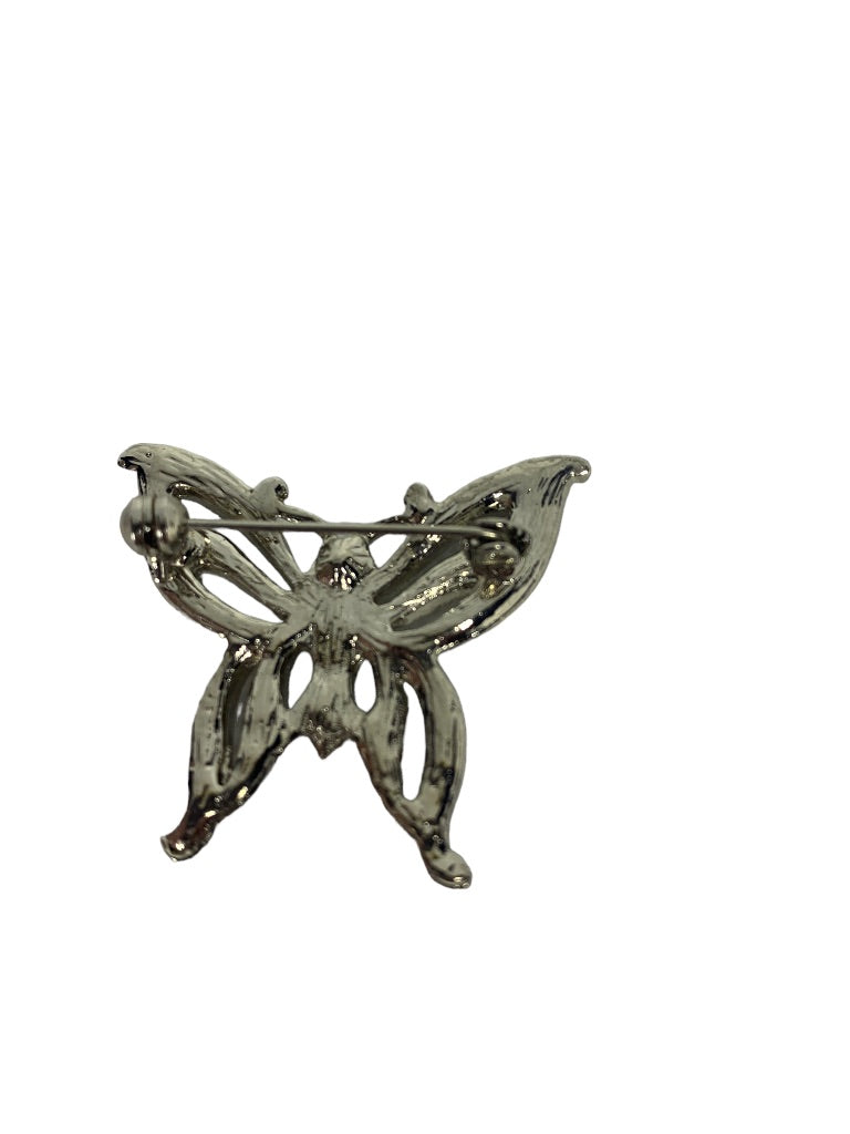 Vintage Silvertone Butterfly Brooch 1.5" Pierced Design Pin