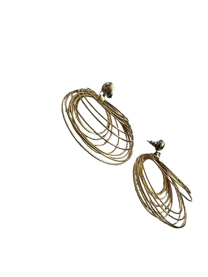 Goldtone Multi Hoop Post Dangle Earrings Vintage 80's