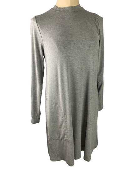 Medium J.Crew Gray Mock Neck Swing Dress Pockets Very Soft Style#H5734