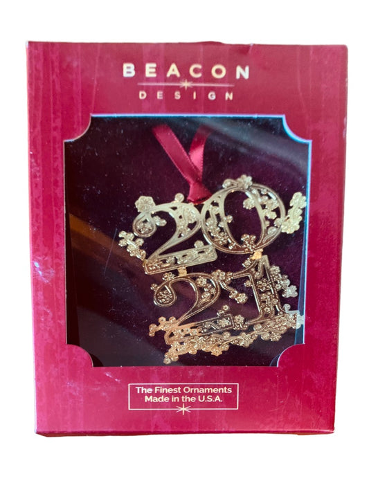 Beacon Designs "2021" Ornament Made in USA Finished in 24K Gold Ornate
