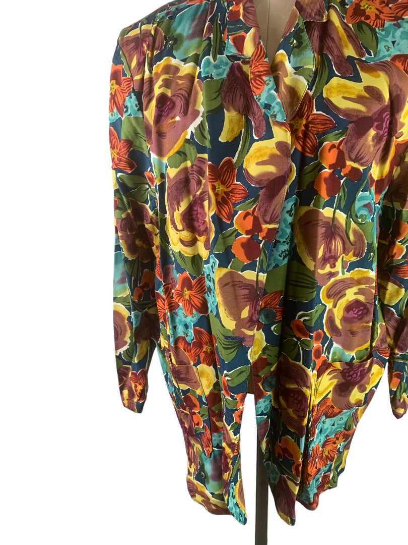 Medium Rampage Women's Vintage 80s Single Button Blazer Jacket Floral