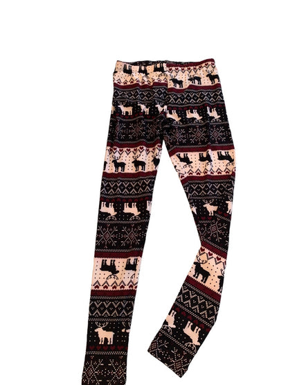 Small NoBo No Boundaries Junior Women's Winter Reindeer Print New Leggings